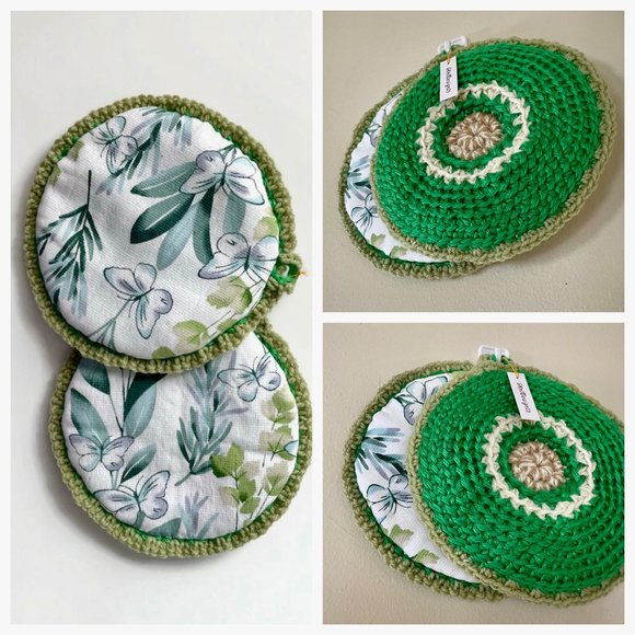 Tea Towel Pot Holder Set, Crochet Hanging Dish Towel, Crochet Pot Holders - Picture 10 of 12